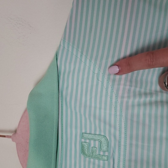 Foot joy mint green striped polo shirt, golf, summer, men's large. - Picture 7 of 7